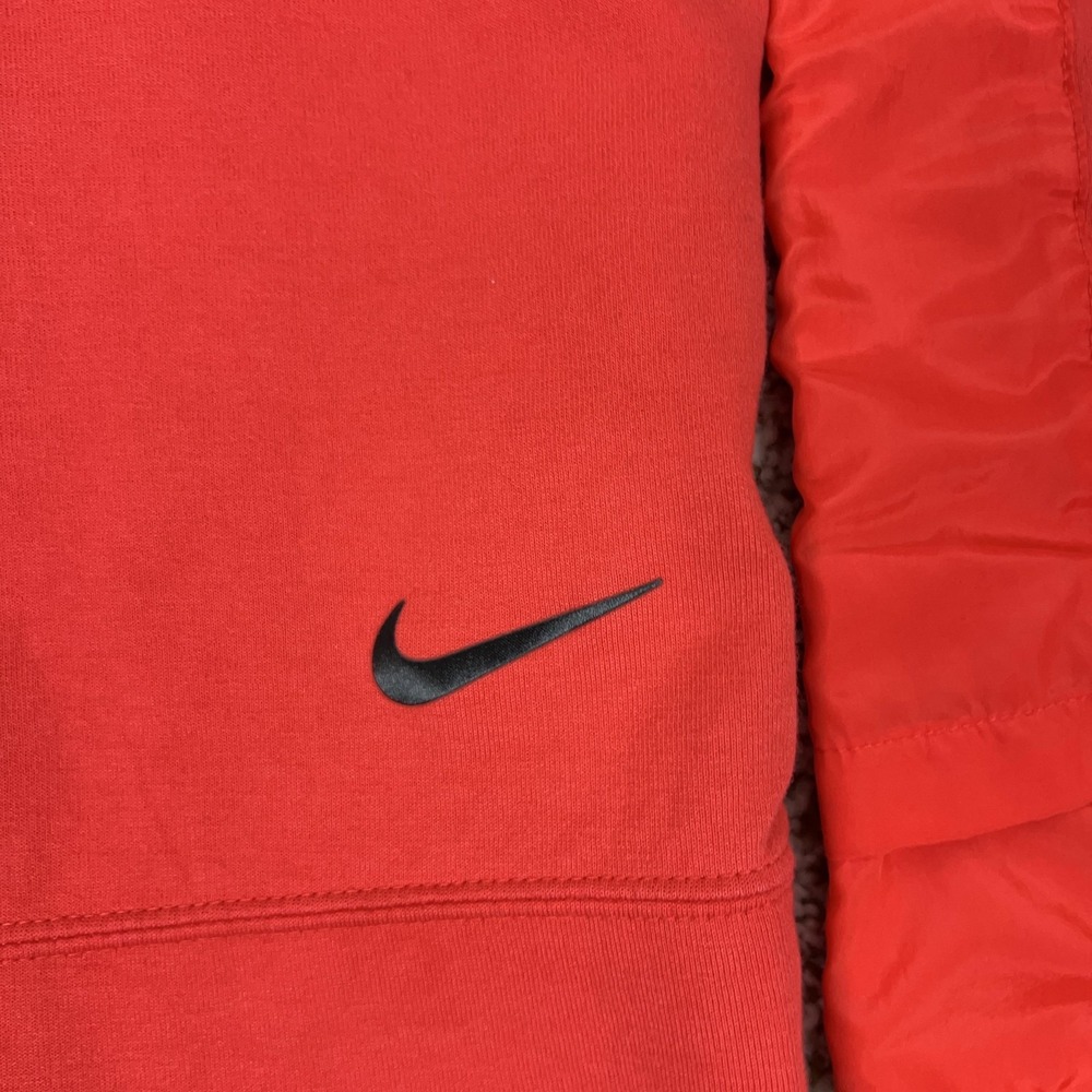 Nike Sweatshirt Womens Medium Red Crewneck Fleece Swoosh Logo Woven Panels Sport - Picture 3 of 10